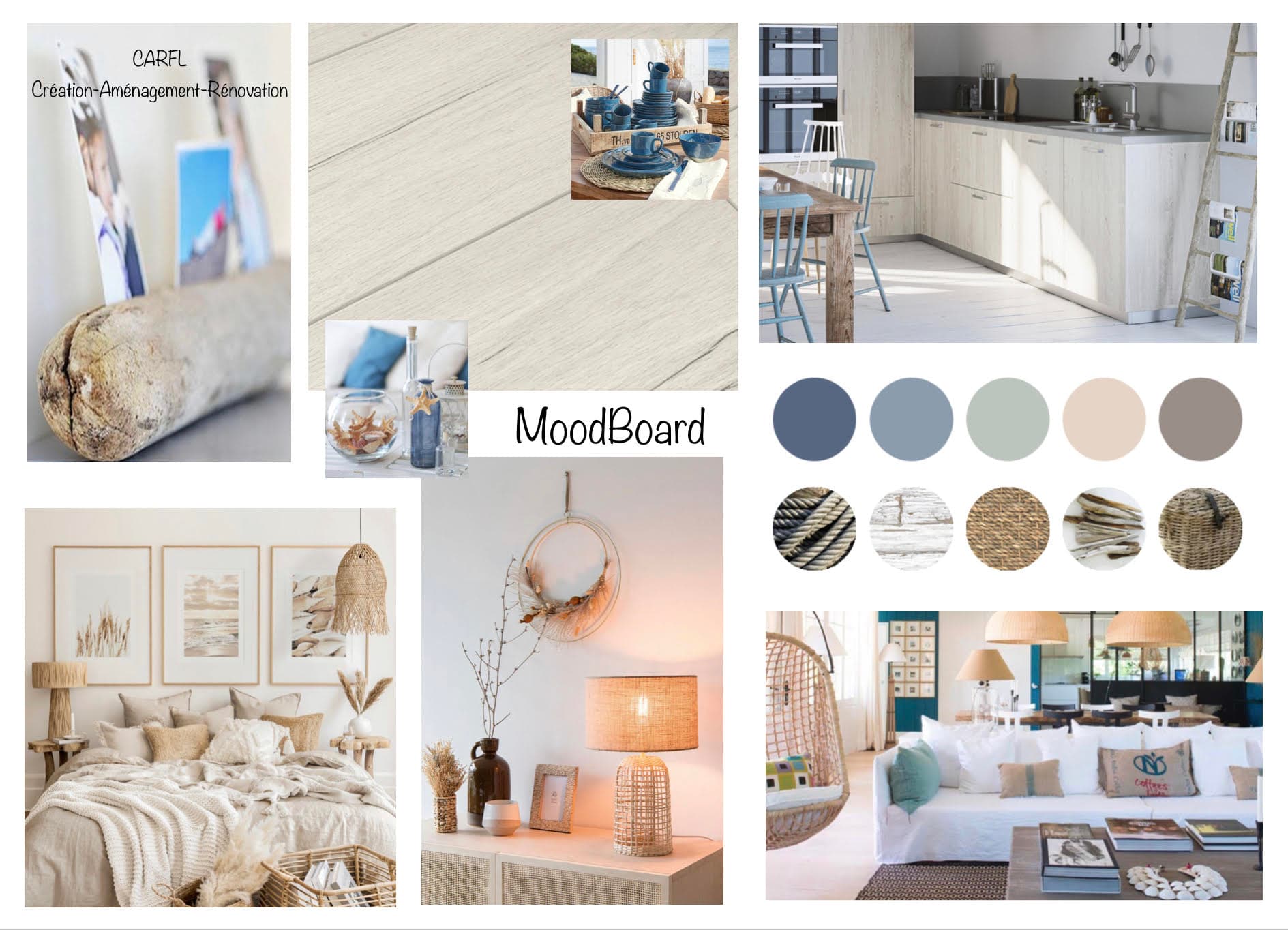 moodboard bois flotté et marin